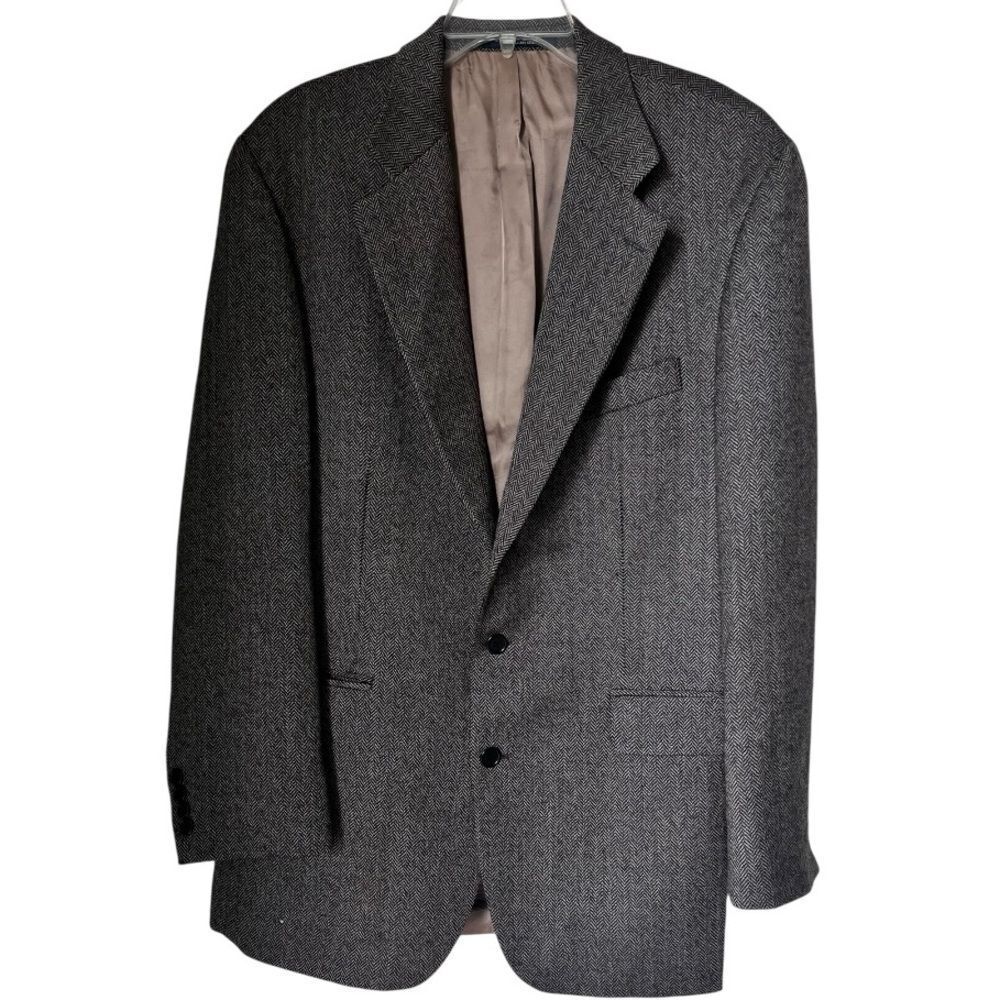CHAPS Ralph Lauren 100% Wool Brown Herringbone Men’s Blazer Sz 42T